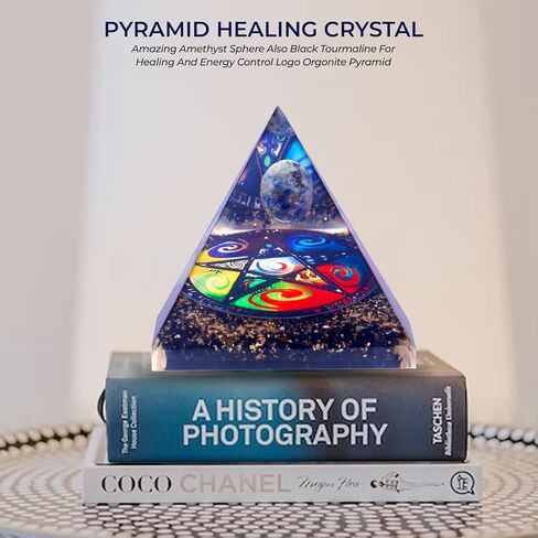 Amethyst Sphere Black Tourmaline Stone Healing and Energy Control Attract Abundance Orgonite Crystal Pyramid for Yoga Reiki Balancing Chakra, Meditation, Decoration in Saudi Arabia