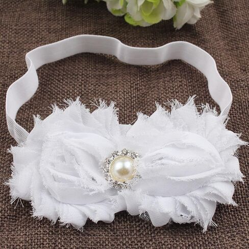 Bloomposh Baby White Headbands Hairbands Hair Bows Elastics Hair Accessories for Baby Girls Newborn Infant Toddlers Kids in Kuwait