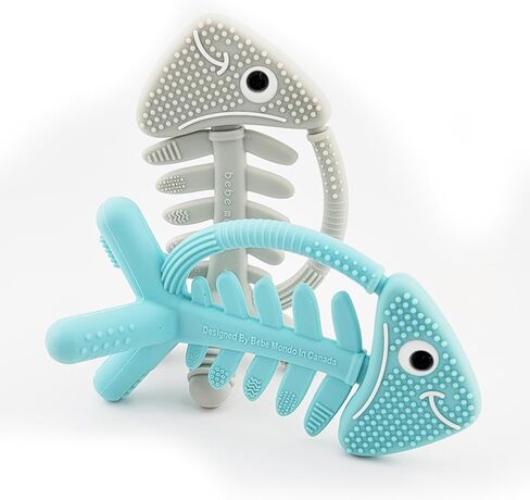 3 in 1 Infant Toys, Baby Teething Toys 3–6 6–12 Months, Teethers for Babies 0–3–6–12 Months for Teething Relief, Baby Gift, Baby Teether Toys, Silicone Sensory Toys, USA Patent Pending, Fish (Olive) in Saudi Arabia