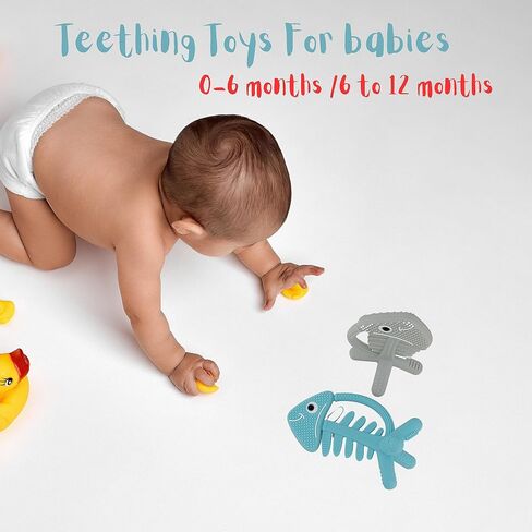 3 in 1 Infant Toys, Baby Teething Toys 3–6 6–12 Months, Teethers for Babies 0–3–6–12 Months for Teething Relief, Baby Gift, Baby Teether Toys, Silicone Sensory Toys, USA Patent Pending, Fish (Olive) in Saudi Arabia