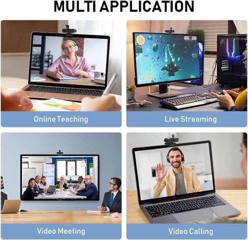 كاميرا ويب DeLUX Full HD 1080P DC03 مع ميكروفون مزدوج وغطاء للخصوصية، مجال رؤية 90 درجة، توصيل وتشغيل، كمبيوتر مكتبي أو كاميرا كمبيوتر محمول، رائعة للمكالمات ومؤتمرات الفيديو والبث المباشر in Kuwait