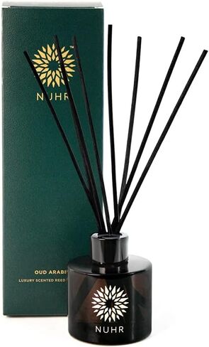 زيت ناشر أعواد العود المنزلي من NUHR، 115 مل، ناشر أعواد عطرية فاخرة من العود والعنبر مع عطر متعدد الروائح، رائحة منعشة تدوم طويلاً للمنزل، مخففة بلمسات مخملية in Kuwait