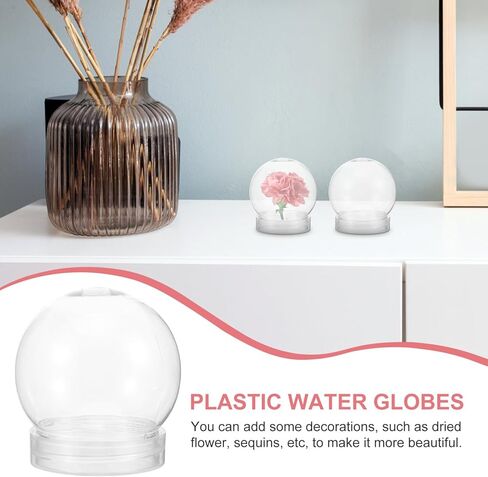 Ciieeo 10pcs Screw Off Cap Water Globe Jar Plastic Globes with Screw Off Cap DIY Clear Plastic Water Globe for Crafts Christmas Home Decoration in Saudi Arabia