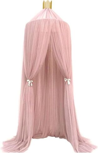 LIULDASHUN Mosquito Net Bed Canopy for Girls, Round Dome Hanging Mosquito Net Summer for Home Travel for Baby Kid Bedroom, Elegent Princess Mesh Bed Netting Canopy (Pink) in Kuwait