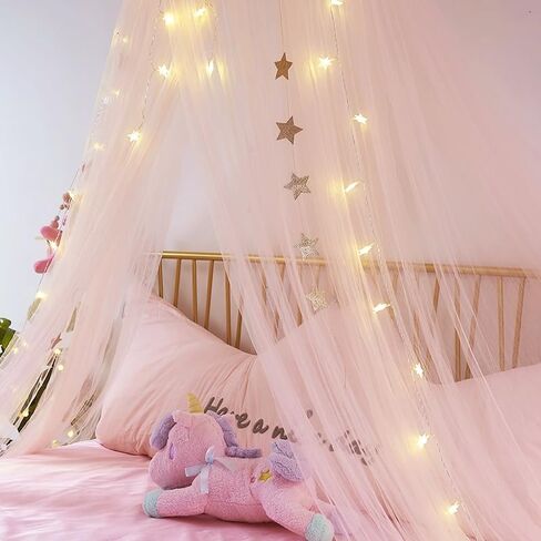 LIULDASHUN Mosquito Net Bed Canopy for Girls, Round Dome Hanging Mosquito Net Summer for Home Travel for Baby Kid Bedroom, Elegent Princess Mesh Bed Netting Canopy (Pink) in Kuwait