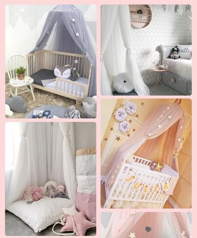 LIULDASHUN Mosquito Net Bed Canopy for Girls, Round Dome Hanging Mosquito Net Summer for Home Travel for Baby Kid Bedroom, Elegent Princess Mesh Bed Netting Canopy (Pink) in Kuwait