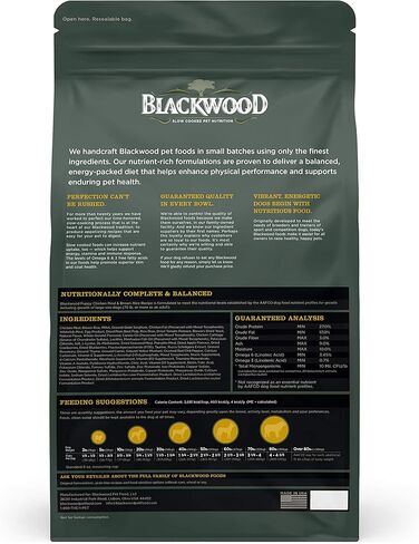 بلاكوود أغذية الحيوانات الأليفة الجرو الجاف للكلاب نظام غذائي النمو [طعام طبيعي للكلاب لجميع سلالات وأحجام الجراء]، وجبة الدجاج وصفة الأرز البني، كيس 30 رطل، وجبة الدجاج والأرز البني طعام الجراء in Kuwait