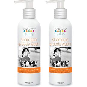 شامبو ناتشرز بيبي، غسول الوجه والجسم 8 أونصة - مصمم للبشرة التي تعاني من مشاكل وحساسة - درجة حموضة محايدة، بدون كبريتات أو عطور صناعية - فانيليا يوسفي (عبوتان) in Kuwait