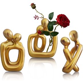 RIRPUAE 3 قطع ديكور أبيض يعانق تماثيل منزلية للزوجين، منحوتات حب رومانسية تجريدية حديثة لغرفة المعيشة، تمثال زينة إبداعي للحبيب لتزيين سطح المكتب ورف الكتب in Kuwait