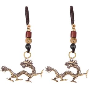 ايسوين قطعتان من دلايات التنين المعلقة على شكل تنين صيني 2024، تمثال تعليقة للعام الجديد للمفاتيح والشنط وسلاسل المفاتيح، زينة معلقة للسيارة، هدية زودياك هدية تذكارية لمباركة فينغ شوي in Kuwait