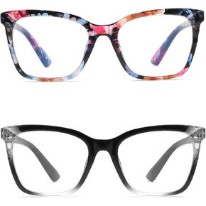 Houocon Stylish Ladies Readers for Women Designer Reading Glasses Blue Light Blocking Computer Gaming Eye Glasses 2 Pack in Kuwait