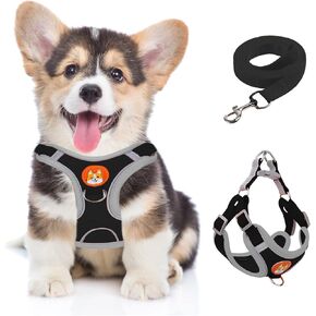 سرج للكلاب الصغيرة، سرج قابل للتعديل للكلاب بدون سحب للكلاب الصغيرة، مجموعة صدرية ومقود للكلاب الصغيرة عاكسة من القماش مع مشبكين للمقود (وردي، صغير) in Kuwait