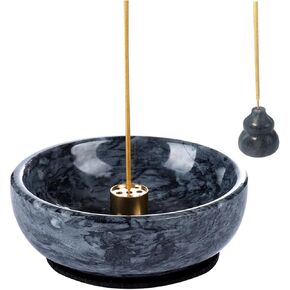 Daszui Marble Incense Holder，9 Incense Holes and Marble Black Gourd Incense Holder, Meditation Beautiful Natural Marble Incense Burner, Easy to Catch All The Incense Ashes in Kuwait