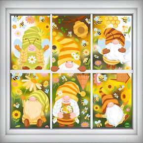 9 أوراق ملصقات نافذة الربيع والصيف، ملصقات نافذة جنوم النحل الأكثر ملاءمة لتزيين غرفة نوم المطبخ والمكتب، شارات نافذة لاصقة ثابتة. in Kuwait