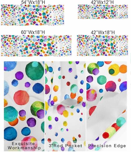 ستارة نافذة ستارة قصيرة بجيب مطبوع عليها صورة فنية من الألوان المائية من فن البولكا نقطة الخصوصية للمطبخ، ستائر نوافذ للحمام غرفة المعيشة موجة متعددة الألوان in Kuwait