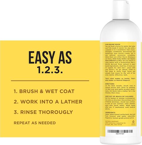 شامبو وبلسم حصان رابورت الطبيعي - الغسول الوحيد الذي تحتاجه الخيول - معالجة كاملة لعرف وذيل الخيول، شامبو/بلسم الحصان (16 أونصة سائلة) in Kuwait