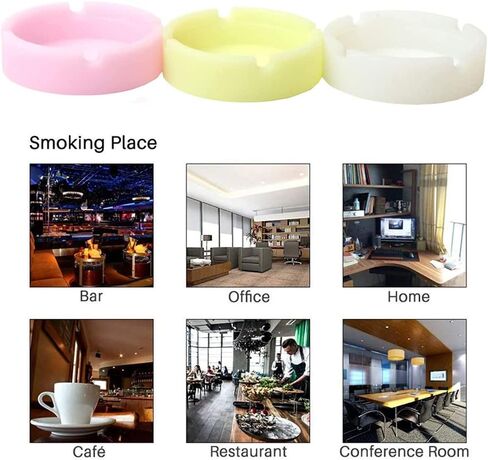 طفاية سجائر من السيليكون من 3 قطع، منفضة سجائر مضيئة من السيليكون غير قابلة للكسر وقابلة للغسل للاستخدام الخارجي والمطعم والداخلي والمزيد in Kuwait