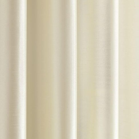 Lush Decor Luxury Mid Century Geo Faux Silk Jacquard Border Window Curtain Panel (Single), 84" L x 52" W, Ivory & Blue in Saudi Arabia