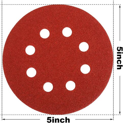 HIFROM 60 Pieces 80 Grit Sandpaper Assortment, 5 Inch Hook and Loop 8 Holes Sanding Discs for Random Orbital Sander Grinder Pads,use for polished metal, wood, jade in Saudi Arabia