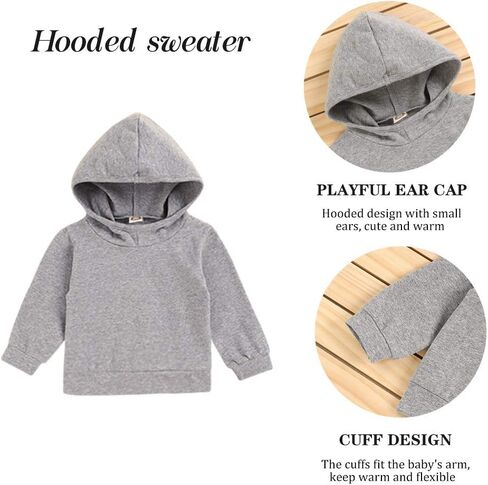 طقم ملابس للأطفال الصغار من Gavol بأكمام طويلة مع قلنسوة وسروال مخطط، مجموعة ملابس لخريف وشتاء in Kuwait