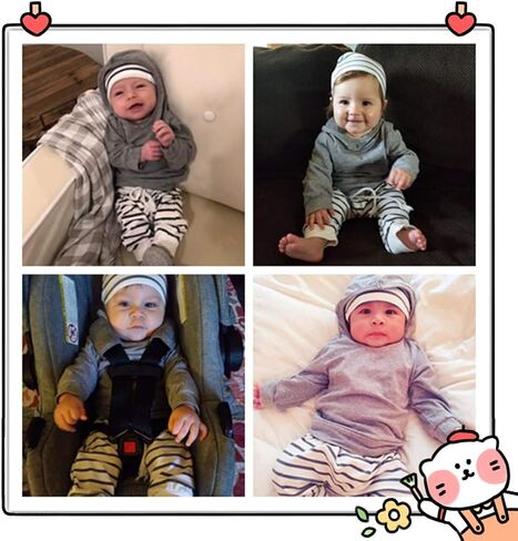 طقم ملابس للأطفال الصغار من Gavol بأكمام طويلة مع قلنسوة وسروال مخطط، مجموعة ملابس لخريف وشتاء in Kuwait