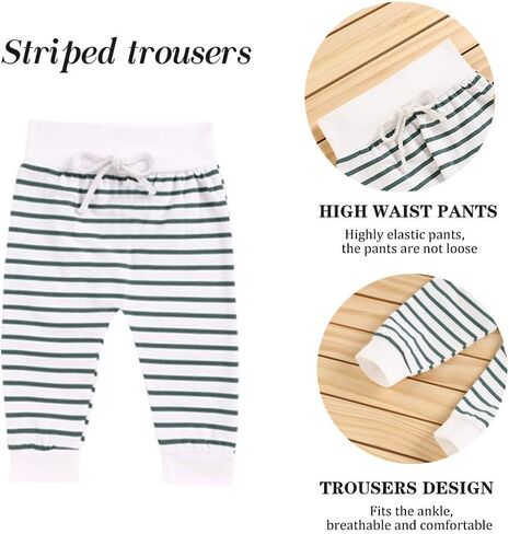 طقم ملابس للأطفال الصغار من Gavol بأكمام طويلة مع قلنسوة وسروال مخطط، مجموعة ملابس لخريف وشتاء in Kuwait