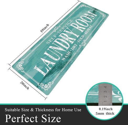 شاكوس غرفة الغسيل البساط عداء مزرعة 20x59 سجاد غرفة الغسيل والحصير غير زلة المطاط حصيرة الغسيل عداء البساط لغرفة الغسيل المطبخ مدخل مدخل الحمام (20 "× 59"، رمادي) in Kuwait