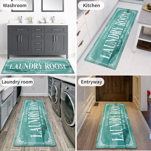 شاكوس غرفة الغسيل البساط عداء مزرعة 20x59 سجاد غرفة الغسيل والحصير غير زلة المطاط حصيرة الغسيل عداء البساط لغرفة الغسيل المطبخ مدخل مدخل الحمام (20 "× 59"، رمادي) in Kuwait