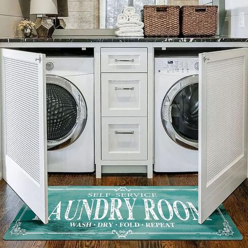 شاكوس غرفة الغسيل البساط عداء مزرعة 20x59 سجاد غرفة الغسيل والحصير غير زلة المطاط حصيرة الغسيل عداء البساط لغرفة الغسيل المطبخ مدخل مدخل الحمام (20 "× 59"، رمادي) in Kuwait