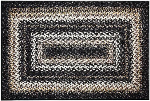 Small Doormat 2x3 Washable Area Rug Boho Rug Braided Print Area Rug Modern Geometric Area Rug Farmhouse Throw Carpet Accent Floor Cover for Living Room Bedroom Nursery, Black in Saudi Arabia