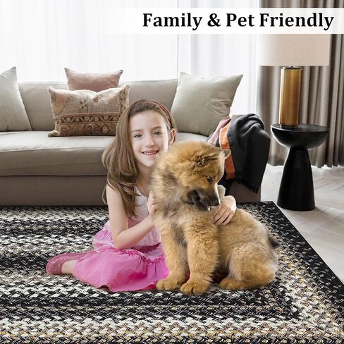 Small Doormat 2x3 Washable Area Rug Boho Rug Braided Print Area Rug Modern Geometric Area Rug Farmhouse Throw Carpet Accent Floor Cover for Living Room Bedroom Nursery, Black in Saudi Arabia