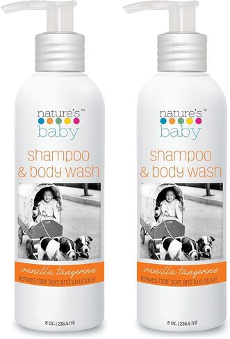 شامبو ناتشرز بيبي، غسول الوجه والجسم 8 أونصة - مصمم للبشرة التي تعاني من مشاكل وحساسة - درجة حموضة محايدة، بدون كبريتات أو عطور صناعية - فانيليا يوسفي (عبوتان) in Kuwait
