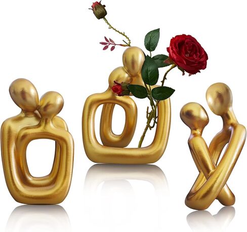 RIRPUAE 3 قطع ديكور أبيض يعانق تماثيل منزلية للزوجين، منحوتات حب رومانسية تجريدية حديثة لغرفة المعيشة، تمثال زينة إبداعي للحبيب لتزيين سطح المكتب ورف الكتب in Kuwait