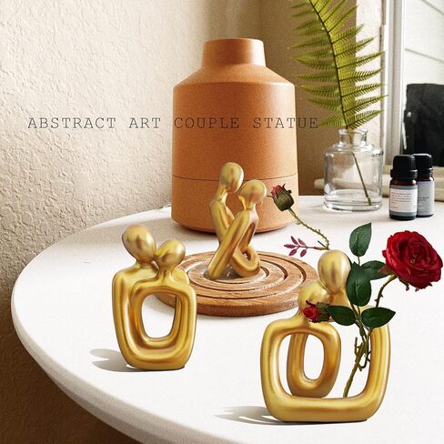RIRPUAE 3 قطع ديكور أبيض يعانق تماثيل منزلية للزوجين، منحوتات حب رومانسية تجريدية حديثة لغرفة المعيشة، تمثال زينة إبداعي للحبيب لتزيين سطح المكتب ورف الكتب in Kuwait