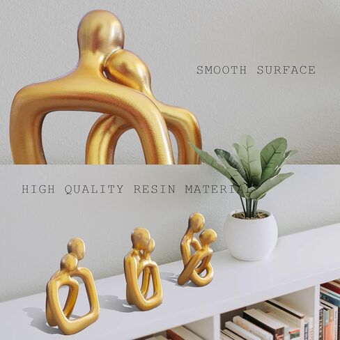 RIRPUAE 3 قطع ديكور أبيض يعانق تماثيل منزلية للزوجين، منحوتات حب رومانسية تجريدية حديثة لغرفة المعيشة، تمثال زينة إبداعي للحبيب لتزيين سطح المكتب ورف الكتب in Kuwait