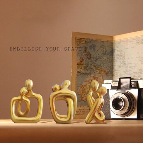 RIRPUAE 3 قطع ديكور أبيض يعانق تماثيل منزلية للزوجين، منحوتات حب رومانسية تجريدية حديثة لغرفة المعيشة، تمثال زينة إبداعي للحبيب لتزيين سطح المكتب ورف الكتب in Kuwait