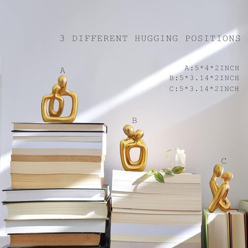 RIRPUAE 3 قطع ديكور أبيض يعانق تماثيل منزلية للزوجين، منحوتات حب رومانسية تجريدية حديثة لغرفة المعيشة، تمثال زينة إبداعي للحبيب لتزيين سطح المكتب ورف الكتب in Kuwait