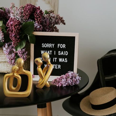 RIRPUAE 3 قطع ديكور أبيض يعانق تماثيل منزلية للزوجين، منحوتات حب رومانسية تجريدية حديثة لغرفة المعيشة، تمثال زينة إبداعي للحبيب لتزيين سطح المكتب ورف الكتب in Kuwait