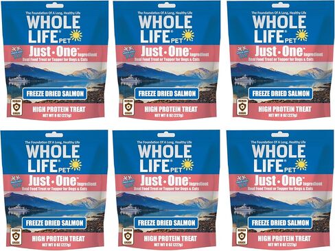 Whole Life Pet Just One Salmon Dog and Cat Value Packs - Human Grade, Freeze Dried, One Ingredient - Protein Rich, Grain Free, Made in The USA in Kuwait