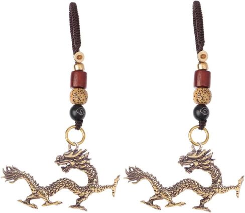 ايسوين قطعتان من دلايات التنين المعلقة على شكل تنين صيني 2024، تمثال تعليقة للعام الجديد للمفاتيح والشنط وسلاسل المفاتيح، زينة معلقة للسيارة، هدية زودياك هدية تذكارية لمباركة فينغ شوي in Kuwait
