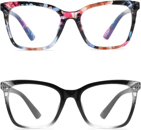 Houocon Stylish Ladies Readers for Women Designer Reading Glasses Blue Light Blocking Computer Gaming Eye Glasses 2 Pack in Kuwait