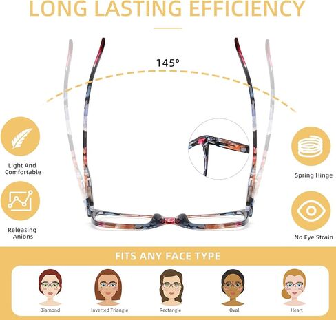 Houocon Stylish Ladies Readers for Women Designer Reading Glasses Blue Light Blocking Computer Gaming Eye Glasses 2 Pack in Kuwait