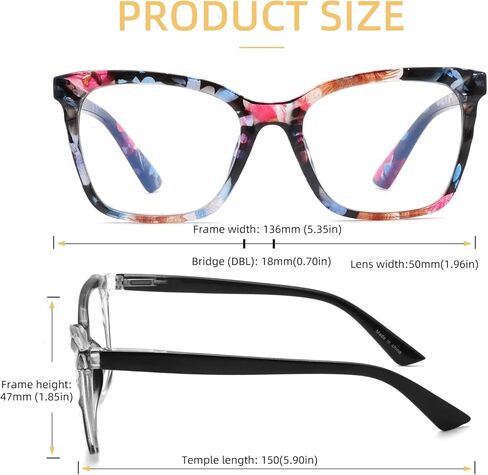 Houocon Stylish Ladies Readers for Women Designer Reading Glasses Blue Light Blocking Computer Gaming Eye Glasses 2 Pack in Kuwait