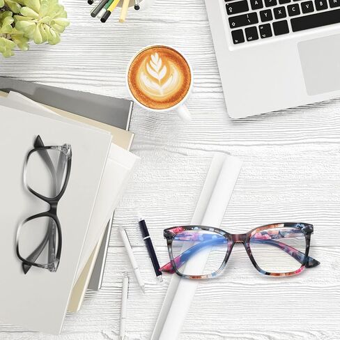 Houocon Stylish Ladies Readers for Women Designer Reading Glasses Blue Light Blocking Computer Gaming Eye Glasses 2 Pack in Kuwait