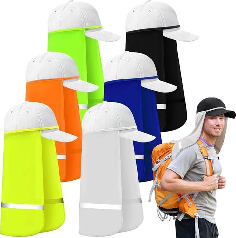 Janmercy 6 Pcs Reflective Sun Protection Neck Drape UV Hat Drape Face Cover for Women Men Outdoor Sports in Saudi Arabia