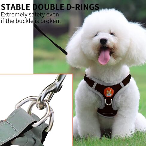 سرج للكلاب الصغيرة، سرج قابل للتعديل للكلاب بدون سحب للكلاب الصغيرة، مجموعة صدرية ومقود للكلاب الصغيرة عاكسة من القماش مع مشبكين للمقود (وردي، صغير) in Kuwait