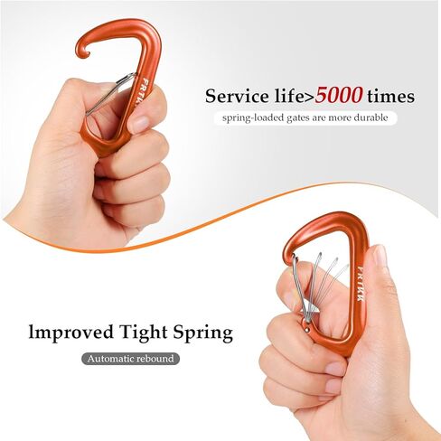 2 قطعة مشابك حلقة تسلق، 12 كيلو نيوتن (2697 رطل) مشبك حلقة تسلق عالي التحمل، 3 بوصات من الألومنيوم على شكل حلقة على شكل حرف D مع 2 حلقة مفاتيح خطاف سلسلة مفاتيح للتخييم والتنزه سيرًا على الأقدام وقفل مقود الكلب in Kuwait