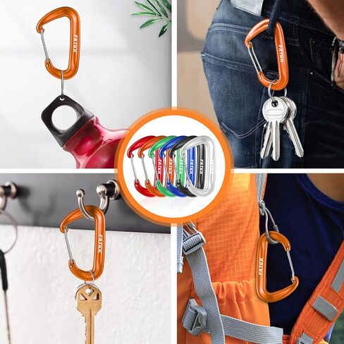 2 قطعة مشابك حلقة تسلق، 12 كيلو نيوتن (2697 رطل) مشبك حلقة تسلق عالي التحمل، 3 بوصات من الألومنيوم على شكل حلقة على شكل حرف D مع 2 حلقة مفاتيح خطاف سلسلة مفاتيح للتخييم والتنزه سيرًا على الأقدام وقفل مقود الكلب in Kuwait