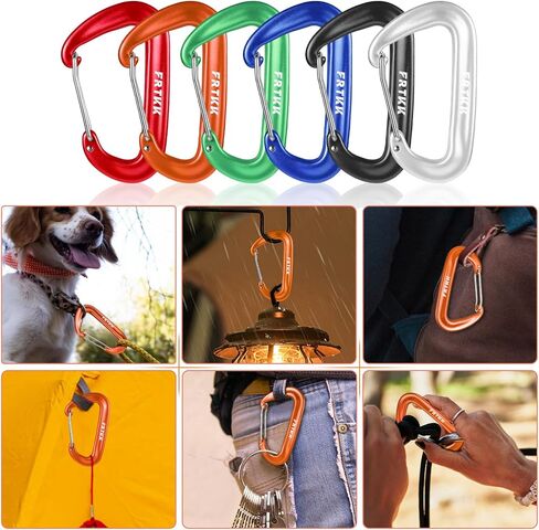 2 قطعة مشابك حلقة تسلق، 12 كيلو نيوتن (2697 رطل) مشبك حلقة تسلق عالي التحمل، 3 بوصات من الألومنيوم على شكل حلقة على شكل حرف D مع 2 حلقة مفاتيح خطاف سلسلة مفاتيح للتخييم والتنزه سيرًا على الأقدام وقفل مقود الكلب in Kuwait