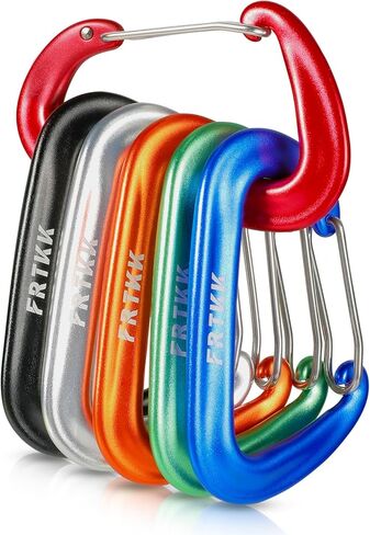 2 قطعة مشابك حلقة تسلق، 12 كيلو نيوتن (2697 رطل) مشبك حلقة تسلق عالي التحمل، 3 بوصات من الألومنيوم على شكل حلقة على شكل حرف D مع 2 حلقة مفاتيح خطاف سلسلة مفاتيح للتخييم والتنزه سيرًا على الأقدام وقفل مقود الكلب in Kuwait